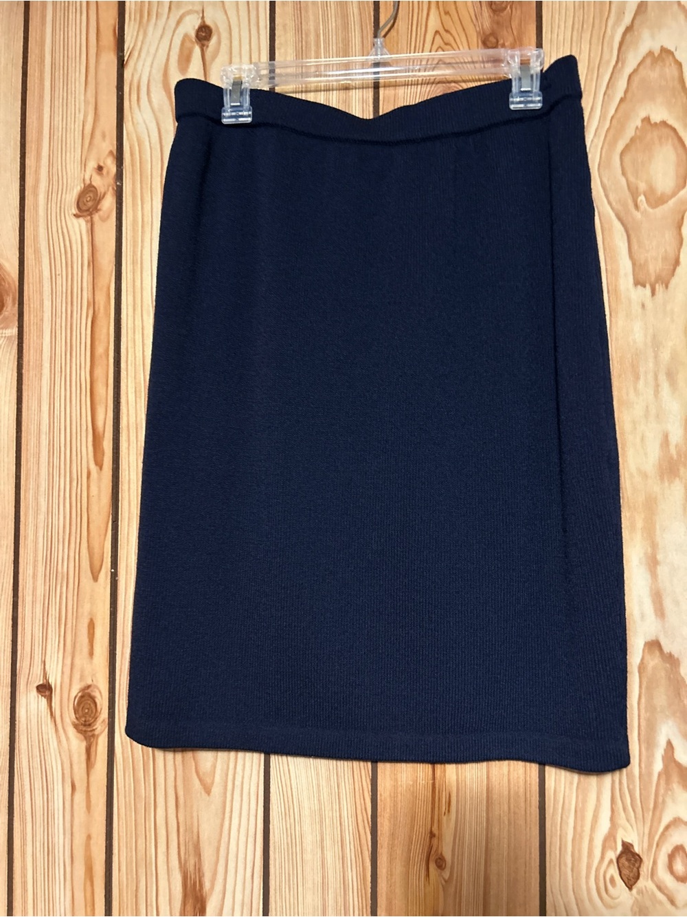 St John Basic Knits NAVY blue skirt Size 12 Excellent Pull On Pencil